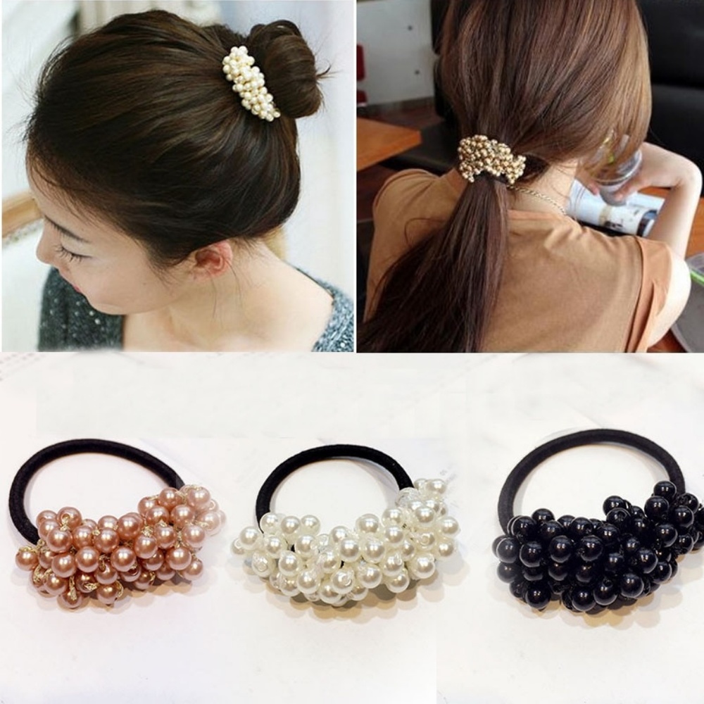5 for $25 White Acrylic Pearl Hair Tie